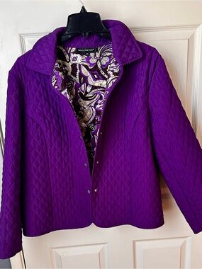 Briggs New York Deep Purple Quilted Snap-Front Jacket